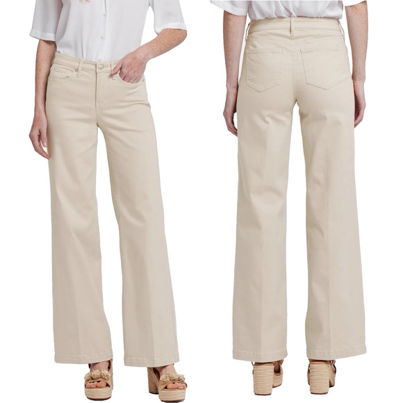 NWT NYDJ Womens Infinity Waist Relaxed Flare Leg‎ Ankle Jean in Butter Tan Small - Picture 1 of 10